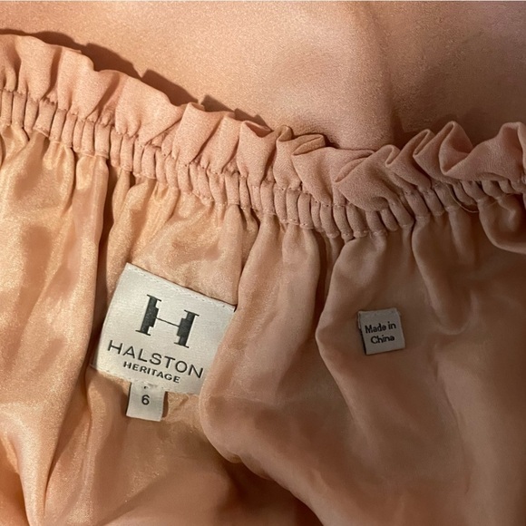 Halston Heritage Peack Pink Silk Off shoulder Flounce Ruffle Mini dress 6 - Picture 9 of 10